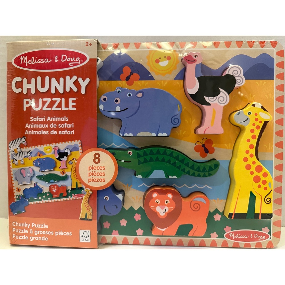 Melissa & Doug Chunky Puzzle Safari Animals 8 Pieces Ages 2+